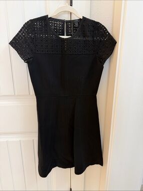 J. Crew Black Eyelet Yoke Mini Dress